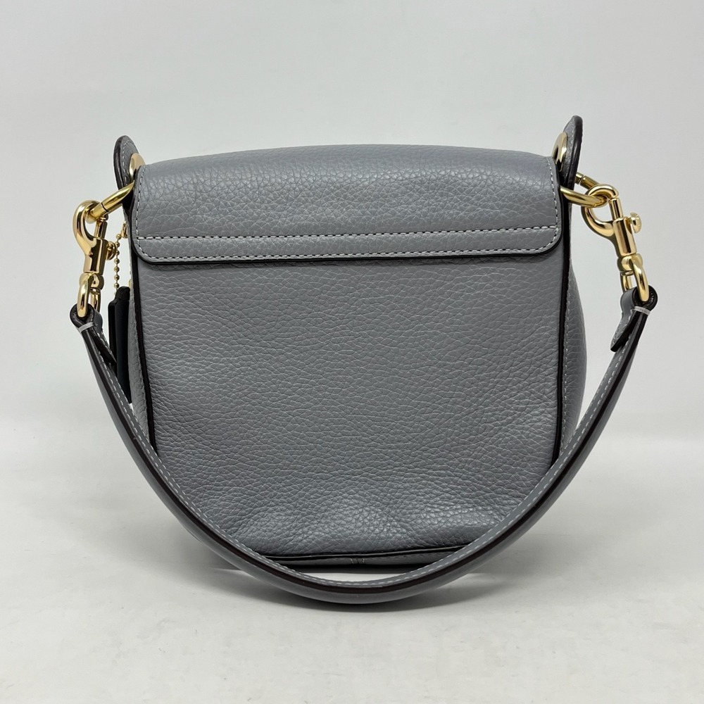 COACH Kleo Shoulder Bag 17 Crossbody Gray Leather Suede Granite Saddle C5687 - Picture 4 of 16